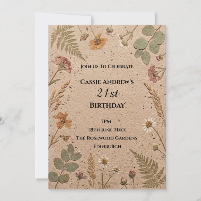 Invitation Jubilé d'anniversaire botanique beige (Devant)