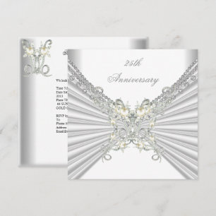 Invitation Jubilé de 25 ans Blanc Perle d'Argent Jewel 2