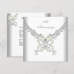 Invitation Jubilé de 25 ans perle blanche argentée Jewel