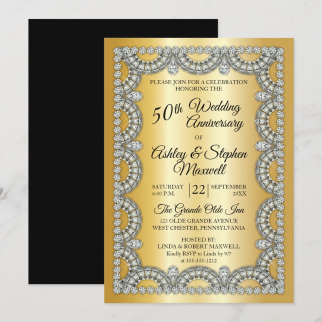 Invitation Jubilé d'or 50e anniversaire de Mariage (Devant / Derrière)