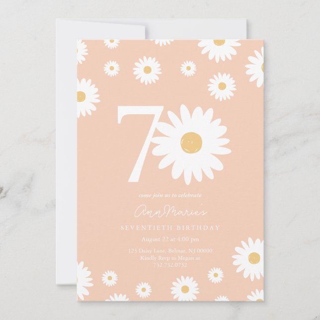 Invitation Jubilé élégant de Daisy pour soixante-dix ans (Devant)
