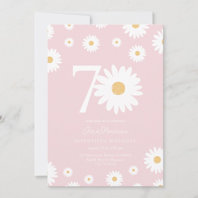 Invitation Jubilé élégant de Daisy pour soixante-dix ans (Devant)