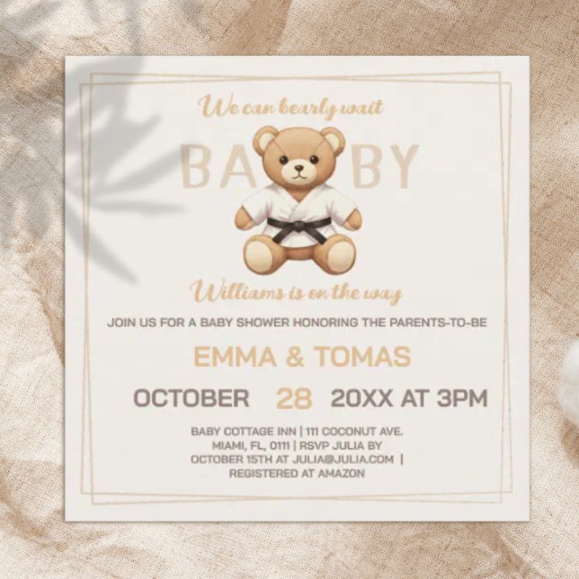 Invitation Judo Black Belt Bear Baby Shower Collection  (Créateur téléchargé)