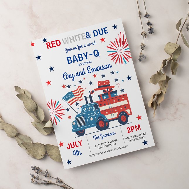 Invitation Juillet 4 Baby shower Baby shower bébé-Q Juillet B (Créateur téléchargé)