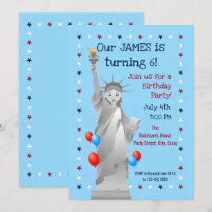 Invitation Juillet quatrième anniversaire Boy Party Invitatio