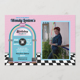 Invitation Jukebox Diner d'anniversaire Cinquante ans Musique