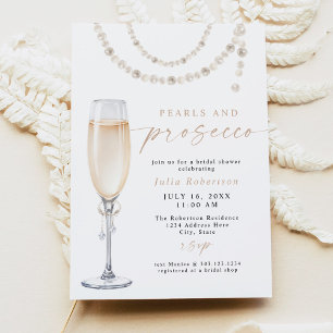 Invitation JULIA Boho Floral Pearls & Prosecco Fête des marié
