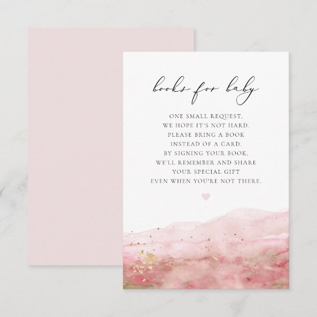Invitation JULIEN Blush Dusty Rose Gold Livres pour Baby Card (Devant / Derrière)