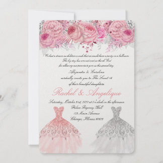 Invitation Jumeaux Anniversaire rose et or