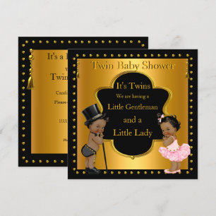 Invitation Jumeaux Baby Shower Garçon et Fille Ethnique