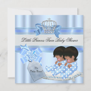 Invitation Jumeaux Baby Shower Garçons Couronne Petit Prince 