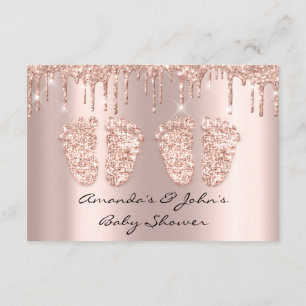 Invitation Jumeaux Baby shower Pieds Rose Gold Drives Blush