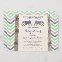 Jumeaux bleu vert tracteur chevron baby shower