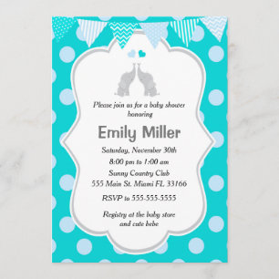 Invitation Jumeaux bleus turquoises d'invitation de baby