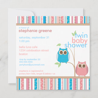Invitation Jumeaux de chevrotines et Baby shower bleu