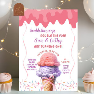 Invitation Jumeaux de glace Double the Scoop Anniversaire