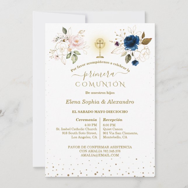 Invitation Jumeaux de première communion (Devant)