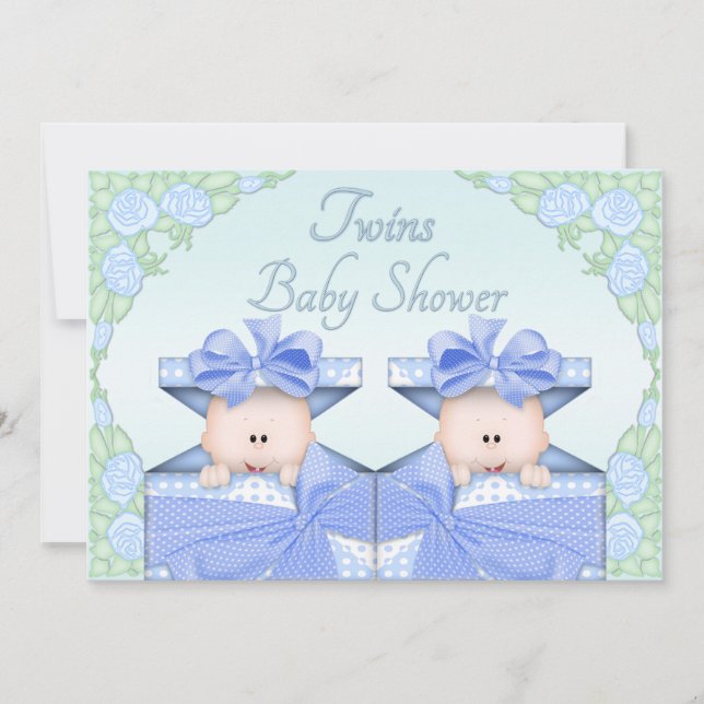 Invitation Jumeaux de Roses de boîte à cadeaux (Devant)