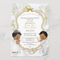 Jumeaux garçon et fille Baptême Communion Ethnique