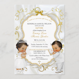 Invitation Jumeaux garçon fille Baptême Baptême Communion