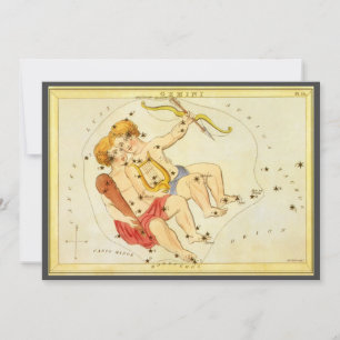 Invitation Jumeaux Gémeaux Constellation Vintage Miroir d'Ura