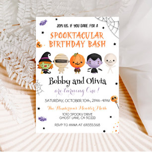 Invitation Jumeaux Halloween Anniversaire Spooktacular Bash