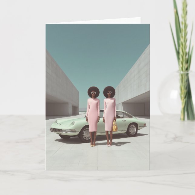 Invitation Jumeaux minimalistes rétro chic (Devant)