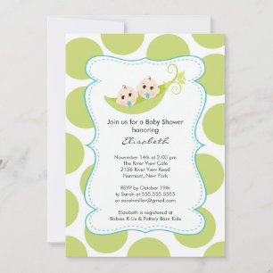 Invitation Jumeaux Modernes Dans Baby shower Pea Pod