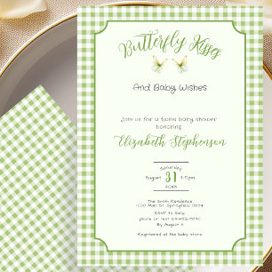Invitation Jumeaux Papillon Bisous et Vœux de Bébé Baby Showe