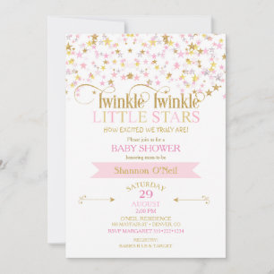 Invitation Jumeaux Petites Étoiles Brillantes Baby Shower Ros