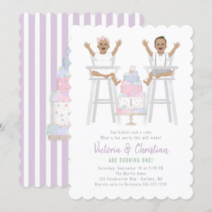Invitation Jumeaux Premier Anniversaire Gâteau de mash