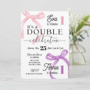 Invitation Jumeaux rejoignent l'anniversaire Coquette rose et