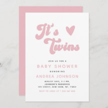 Jumeaux Super rose Retro Girl Twins Baby shower mi
