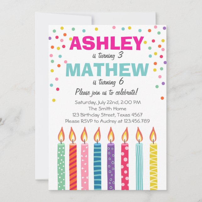 Invitation jumelle à la fête d'anniversaire Twins  (Devant)