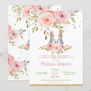 Invitation jumelle de baby shower de filles de