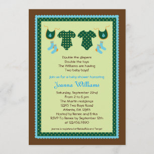 Invitation jumelle de baby shower de garçons