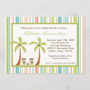 invitation jumelle de baby shower de singe de 5x7