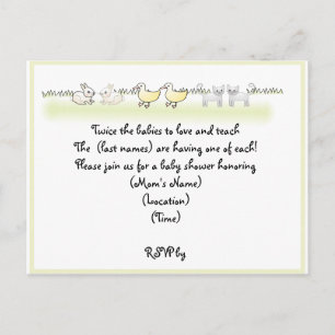 Invitation jumelle faite sur commande de baby