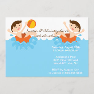 Invitation jumelle MIGNONNE d'anniversaire de