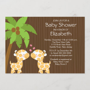 Invitation jumelle neutre de baby shower de girafe