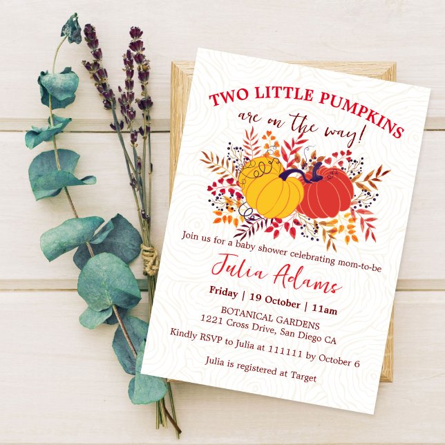 Invitation Jumelles Boho Little Fall Citrouilles Baby Shower (Créateur téléchargé)