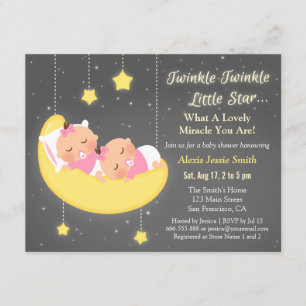 Invitation Jumelles Fille "Twinkle Twinkle Little Star" Baby