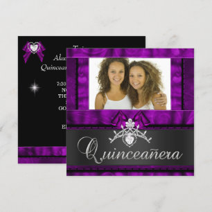 Invitation Jumelles Filles Violet Quinceanera 15e Anniversair