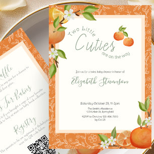 Invitation Jumelles Mignonnes Bébé à Deux Faces Fête Prénatal