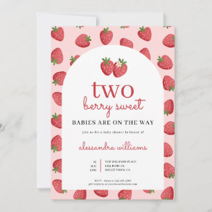 Invitation Jumelles Strawberry Berry Sweet Baby Shower