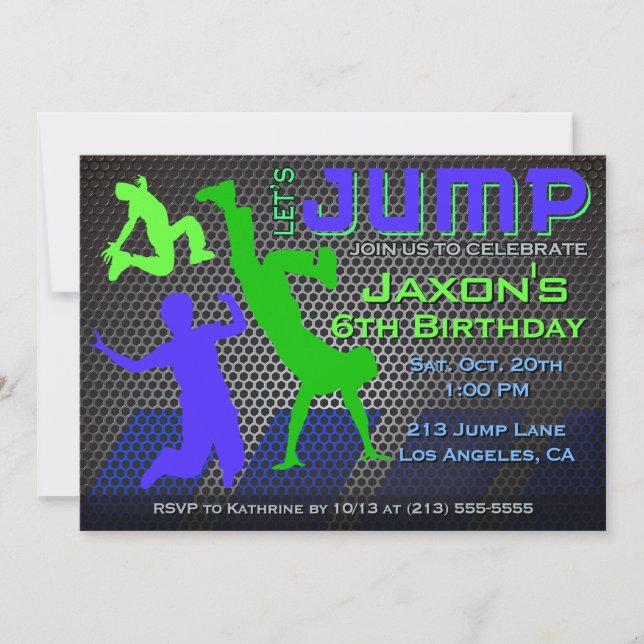 Invitation Jump Anniversaire - Bounce House Trampo (Devant)