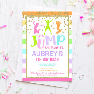 Invitation Jump anniversaire fille de fête, soirée trampoline