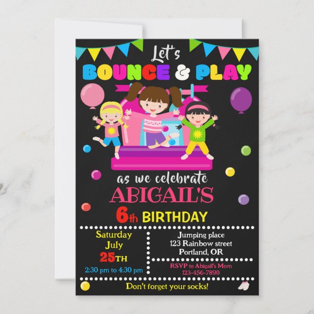 Invitation Jump anniversaire fille invitation de l (Devant)