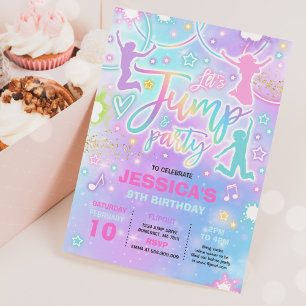 Invitation Jump Anniversaire Tie Dye Neon Glow Jump Party