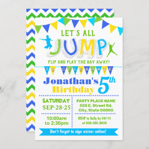 Invitation Jump anniversaire trampoline bonjour maison